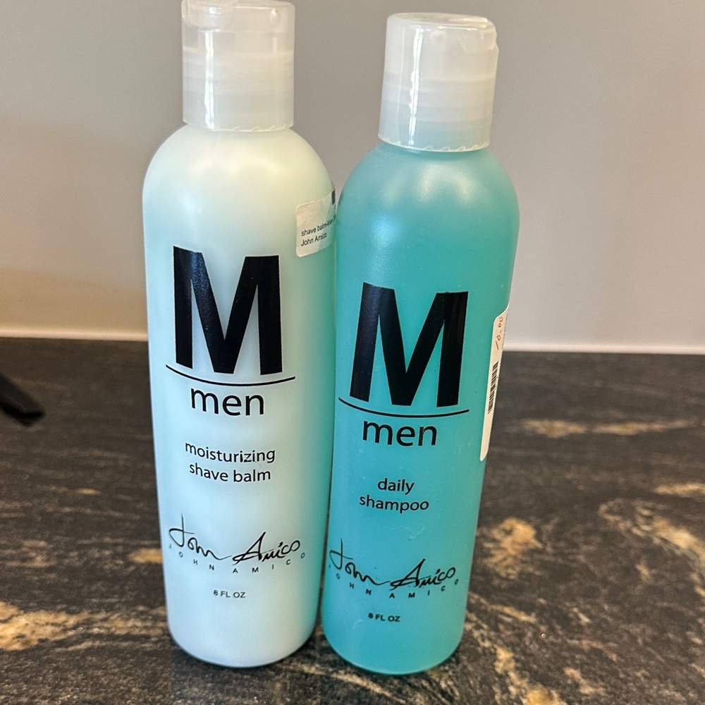 Men Shave Balm and Shampoo Set - White and Blue